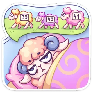 😴 0f4b4f2d 绵羊, 数数, 失眠, 睡眠, 卡通, 动物 telegram sticker