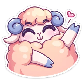 👋 115fa21d 绵羊, 可爱, 动物, 卡通, 心, 蓬松 telegram sticker