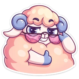 👍 2827d30f 绵羊, 动物, 眼镜, 卡通, 可爱, 酷 telegram sticker