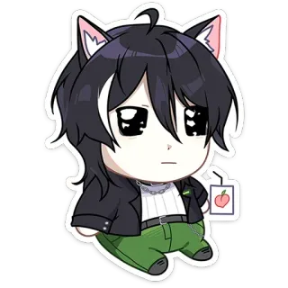🧃 89f9ed15 Anime, Sticker, lindo, orejas de gato, Chibi, Dibujos animados whatsapp sticker