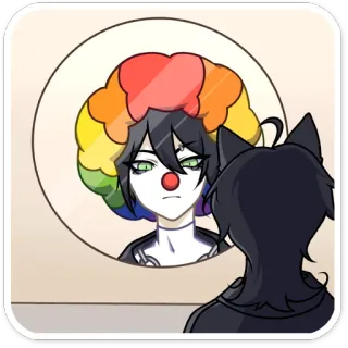 🤡 324c0d16 광대, 거울, 반사, 만화, 캐릭터, 슬픈 telegram sticker