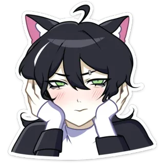 🙂 6ba1f27c 애니메이션, 고양이 귀, 볼터치, 귀여운, 만화, 만화 telegram sticker
