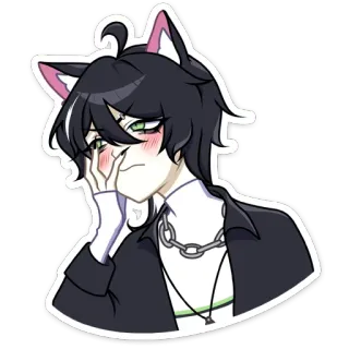 🫣 7dc5f533 애니메이션, 고양이 귀, 남성, 일러스트, 귀여운 telegram sticker