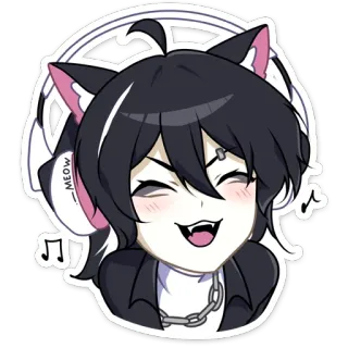 🎧 d88c654d Meow 고양이, 애니메이션, 귀여운, 헤드폰, 음악, 귀여운, 네코 telegram sticker