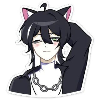 😅 df9871ab 애니메이션, 고양이 귀, 귀여운, 카와이, 디지털 아트 telegram sticker