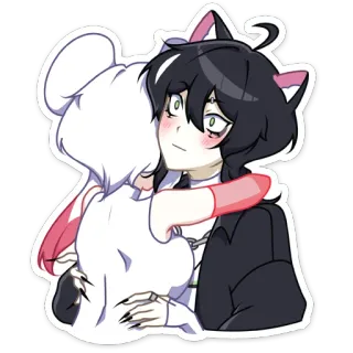 🤗 fe5cf399 애니메이션, 만화, 포옹, 사랑, 우정, 귀여운, 캐릭터 telegram sticker
