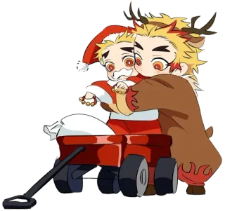 ✨ 6c0ee495 Kyojuro Rengoku Demon Slayer 크리스마스, 산타, 순록, 애니, 귀멸의 칼날, 렌고쿠 쿄쥬로 telegram sticker