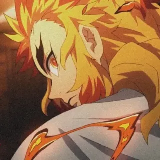 🔥 c8285f97 Kyojuro Rengoku Demon Slayer 렌고쿠 쿄쥬로, 귀멸의 칼날, 애니메이션, 만화, 염주, 불, 영웅 telegram sticker