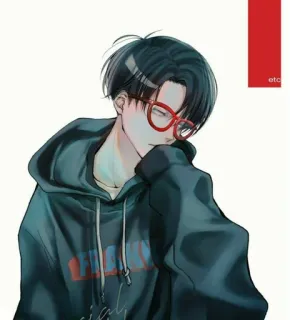 ☺️ f17a828b FRANCE Anime, Jongen, Bril, Hoodie, Stijlvol telegram sticker