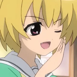 🕸 1ab4e3e8 anime, cartoon, character, blond hair, winking, smiling whatsapp sticker