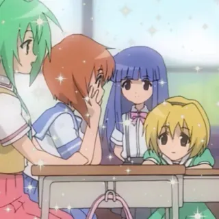 🫀 cab24159 anime, school, girls, friends, table, sparkle, cartoon whatsapp sticker