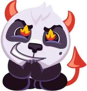 😈 47acec52 熊猫, 恶魔, 邪恶, 卡通, 表情符号, 可爱, 角, 尾巴 telegram sticker