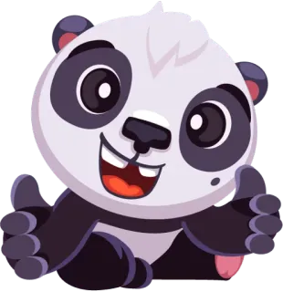 👍 646579f9 熊猫, 卡通, 动物, 可爱, 竖起大拇指, 熊 telegram sticker