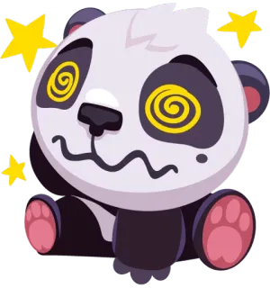 😰 bfa9da17 熊猫, 晕眩, 星星, 卡通, 动物, 可爱, 贴纸 telegram sticker