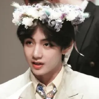 💕 2c8ce841 orang, pria, mahkota bunga, bunga, selebriti, potret telegram sticker