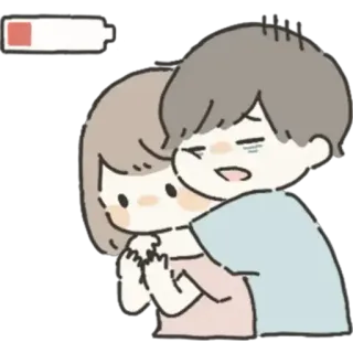 🔋 6e0b1263 casal, exausto, bateria, amor, abraço, triste, cansado, relacionamento telegram sticker