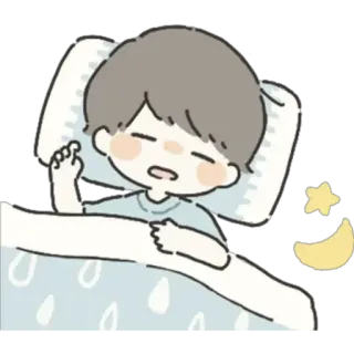 💤 c7bc0208 sono, dormindo, cama, menino, desenho animado, lua, estrela telegram sticker