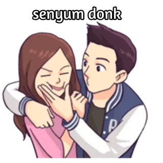 🐶 a67dd961 senyum donk cartoon, couple, smile, happy, affectionate telegram sticker