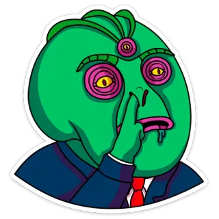 😪 45d69b7c alien, green, weird, funny, sticker, cartoon, goofy telegram sticker