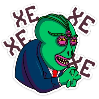 😈 a54c64ea XE XE XE XE alien, monster, suit, creepy, unsettling, weird telegram sticker
