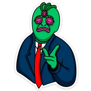 😤 b4a53add alien, cartoon, peace sign, businessman, character, sticker telegram sticker