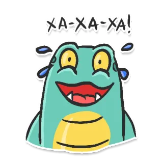 😂 eea546ad XA-XA-XA! rã, desenho animado, rindo, engraçado, animal, monstro telegram sticker