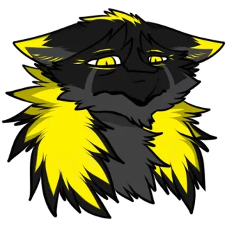 😔 0a6a1b7d Furry, Anthro, Tier, Gelb, Schwarz, Traurig, Zeichnung telegram sticker