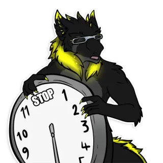 😡 4ec3977c STOP Furry, Wolf, Uhr, Stopp, Cartoon telegram sticker