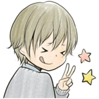 😜 ef6e23f2 漫画, キャラクター, ピースサイン, アート, 星, かわいい telegram sticker