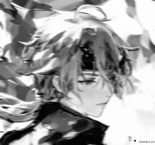 🍁 53e5b3ec iamacchi anime, monochrome, character, art, fanart whatsapp sticker