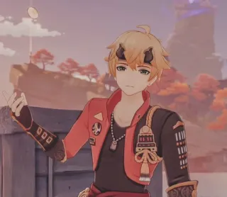 🍁 d357a5d4 Thoma Genshin Impact anime, game, character, thoma, genshin impact, blond hair, red jacket whatsapp sticker