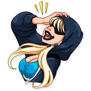 😂 1b3953bc femme, sweat à capuche, dessin animé, joyeux, cheveux blonds, portrait telegram sticker