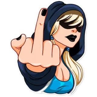 🖕 638c052f doigt d'honneur, offensant, geste, blonde, sweat à capuche, autocollant telegram sticker