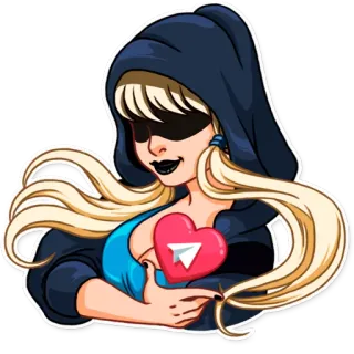 💖 9b5ebe98 autocollant, femme, sweat à capuche, blonde, coeur, dessin animé, fille telegram sticker
