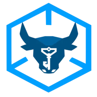 🐮 3b344cb1 雄牛, 鍵, シンボル, 幾何学的, 動物, 青, ロゴ telegram sticker