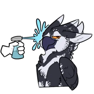 😎 1620e9ad binatang, burung, botol semprot, semprot, kartun, meme telegram sticker