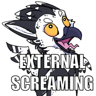 🗣 26a591b9 EXTERNAL SCREAMING berteriak, kartun, burung, furry, meme, lucu, teks telegram sticker