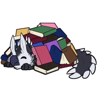 📖 4947c30c Anthro, Buku, Membaca, Imut, Tumpukan, Furry, Binatang, Tidur telegram sticker