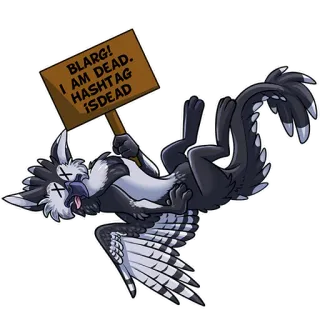 💀 a180c846 BLARG! I AM DEAD. HASHTAG ISDEAD mati, hewan, tanda, kartun, lucu, meme telegram sticker