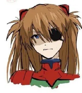 ❤️ 9f0fe2d2 Asuka Langley Soryu Neon Genesis Evangelion 动漫, 受伤, 眼罩, 红发, 角色 telegram sticker