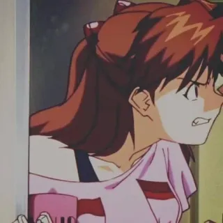 ❤️ e89759fe Asuka Langley Soryu Evangelion 动漫, 生气, 女孩, 紧张, 恼火 telegram sticker