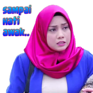 😢 187d22ec SAMPAI HATI awak.. mujer, pañuelo, hiyab, malayo, expresión whatsapp sticker