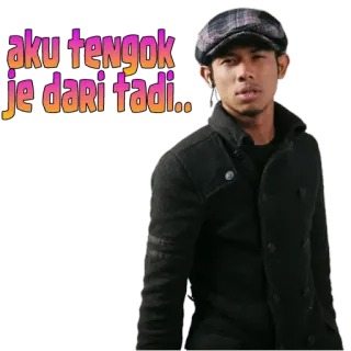 😶 266e3be4 aku tengok je dari tadi.. hombre, persona, ropa, gorra, retrato whatsapp sticker