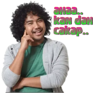 ☝ 2fb19dd7 ahaa..kan dah cakap.. hombre, hablando, pelo rizado, expresión, retrato whatsapp sticker