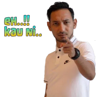 👆 4c7e3269 eh...!! kau ni... hombre, señalando, serio, expresión, persona whatsapp sticker