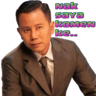 🤐 564c78b2 Nak saya komen ke.. hombre, traje, comentario, expresión, persona whatsapp sticker