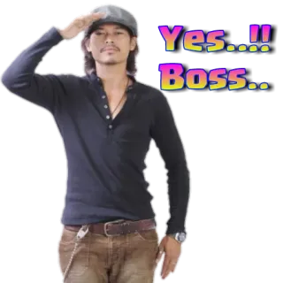 👌 5c8c660c Yes...!! Boss.. saludo, jefe, sí, acuerdo, reconocimiento whatsapp sticker