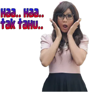😱 69b06819 Haa.. Haa.. tak tahu.. impactada, sorprendida, mujer, expresión, reacción whatsapp sticker