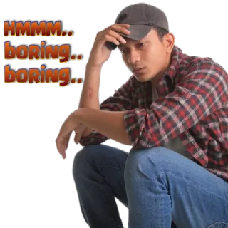 😓 721cbd09 HMMM.. boring.. boring.. aburrido, desinteresado, aburrimiento, desinterés whatsapp sticker
