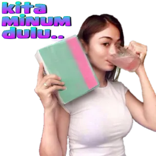 🍺 86518ab4 KITA MINUM DULU.. bebida, mujer, bebida, refresco whatsapp sticker